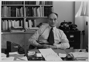 Egil A. Hylleraas in his Office in 1954. Photo: MUV/University of Oslo