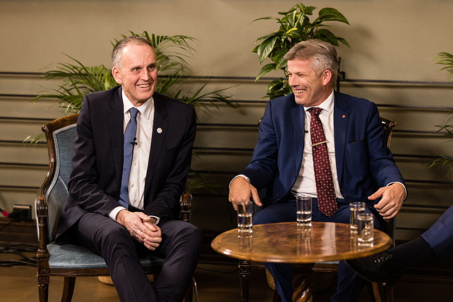 Peter M. Haugan (HI) og Fiskeri- og havminister Bjørnar Skjæran (Ap).